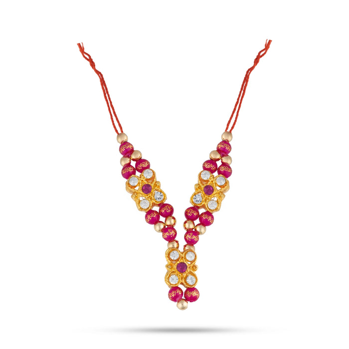 Mala Mukut Set - 2 Inches | Decorative Peacock Feather Crown & Mala/ Jewellery Set for Krishna Idol
