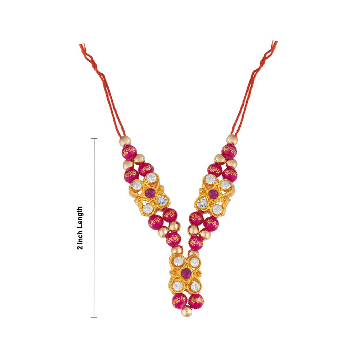 Mala Mukut Set - 2 Inches | Decorative Peacock Feather Crown & Mala/ Jewellery Set for Krishna Idol