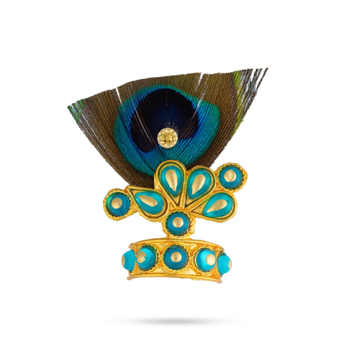 Mala Mukut Set - 1.75 Inches | Krishna Crown, Necklace & Earrings / Decorative Idol Jewelry Set
