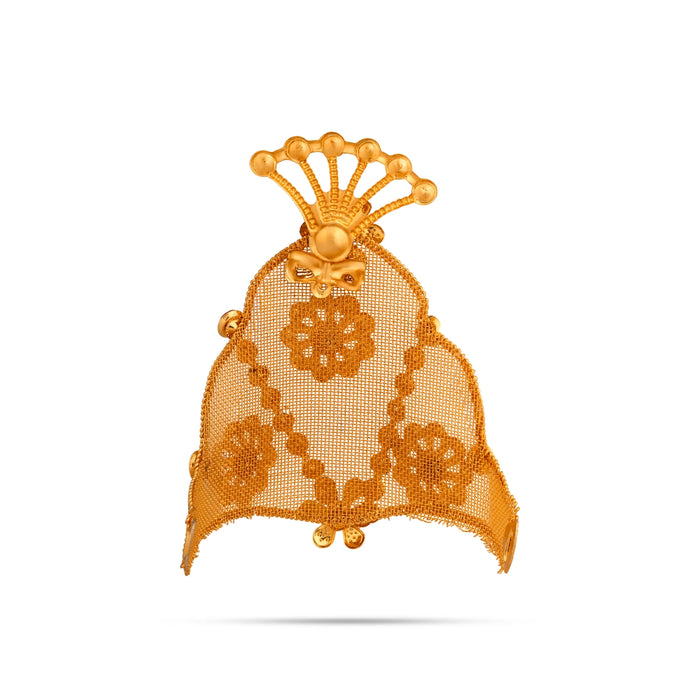 Imitation Mukut - 3.75 x 2.5 Inches | Decorative Jali Pattern Floral Crown/ God Kiritam for Temple Decoration