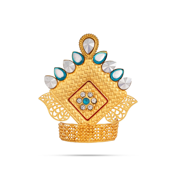 Imitation God Mukut - 4 x 3.5 Inches | Traditional Idol Crown / Decorative Stone Studded Crown for Deity