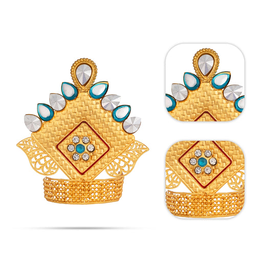 Imitation God Mukut - 4 x 3.5 Inches | Traditional Idol Crown / Decorative Stone Studded Crown for Deity - Head & Face Accessories