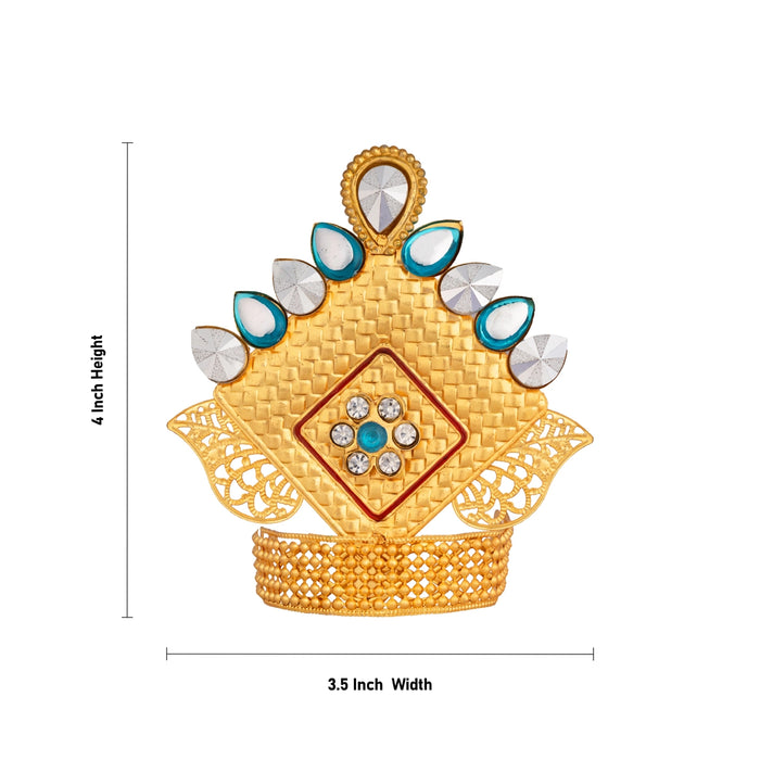 Imitation God Mukut - 4 x 3.5 Inches | Traditional Idol Crown / Decorative Stone Studded Crown for Deity