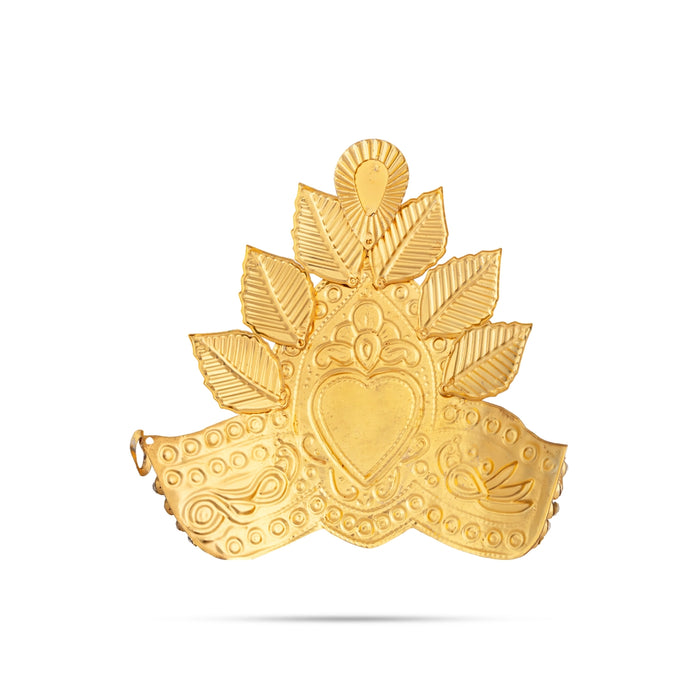 Leaf Design Imitation Mukut - 4.5 x 3.5 Inches | Stone Work God Crown / Decorative Idol Alankaram for Worship