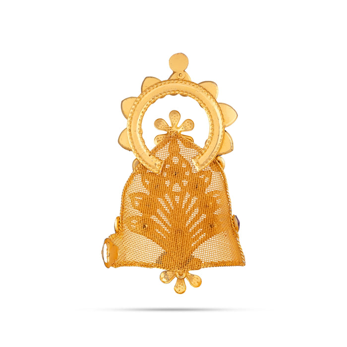 Imitation Mukut - 4 x 2 Inches | Fancy Multicolour Peacock Crown/ Stone Work Kiritam for Deity Decoration