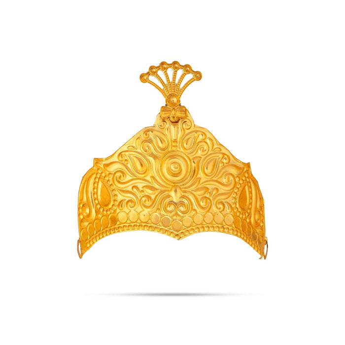 Imitation Mukut - 4.5 x 4.5 Inches | Decorative Gold Finish Stone Mukut/ God Crown/ Deity Kireetam for Pooja
