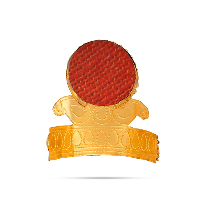 Imitation Crown - 4.5 x 3.5 Inches | Gold Finish Deity Crown with Stone / Decorative God Mukut for Pooja