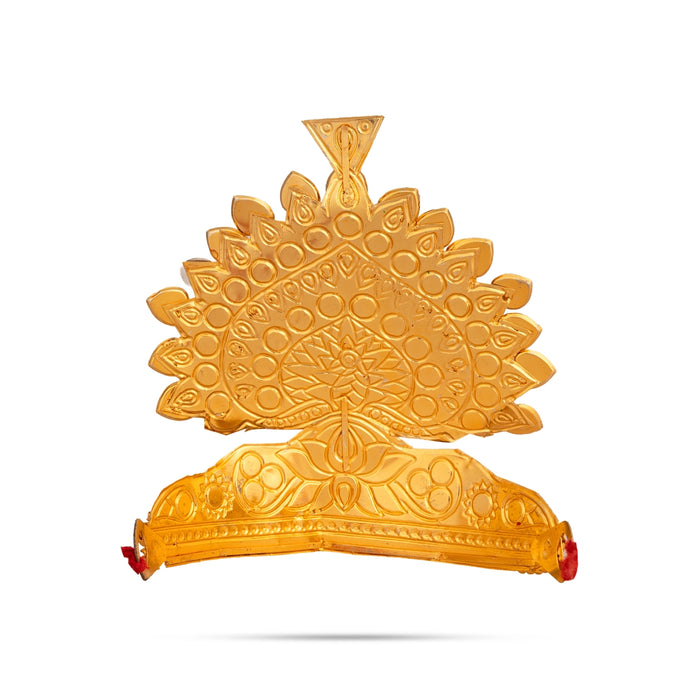 Kireedam - 4 x 4 Inches | Multicolour Stone Deity Crown/ Imitation God Mukut for Temple Decoration