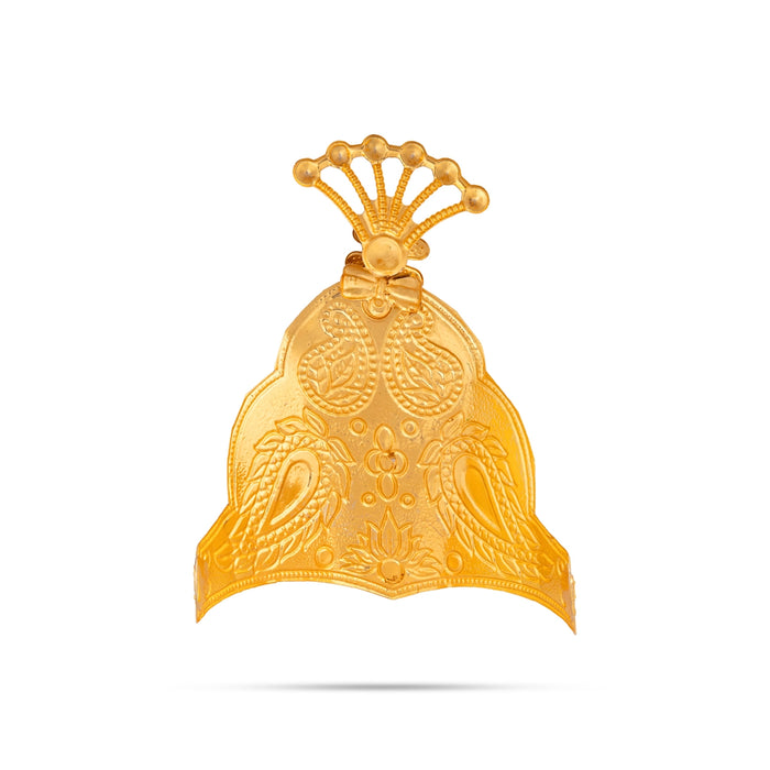 Crown - 4 x 2.5 Inches | Gold Finish Kiritam with Multicolour Stone Work/ Imitation Mukut For Deity Alangaram