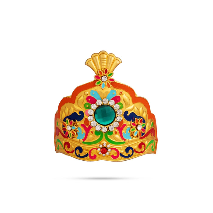 Imitation Mukut - 3.5 x 2.5 Inches | Decorative Deity Crown / Idol Head Ornament for Pooja & Festivals