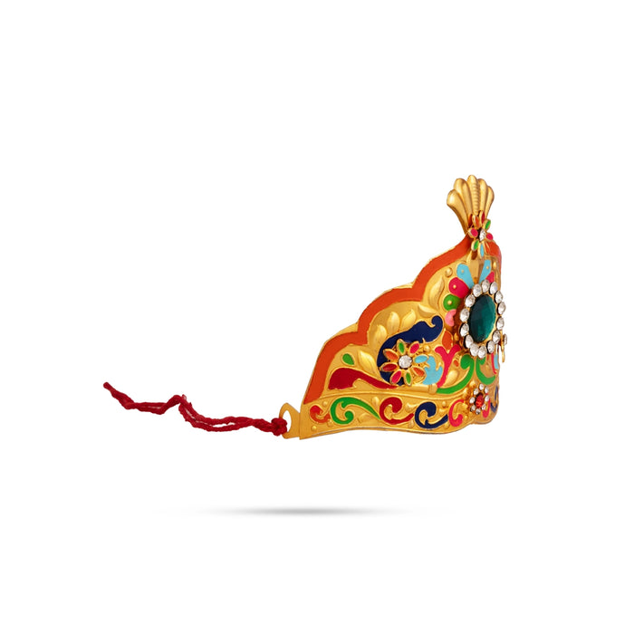 Imitation Mukut - 3.5 x 2.5 Inches | Decorative Deity Crown / Idol Head Ornament for Pooja & Festivals