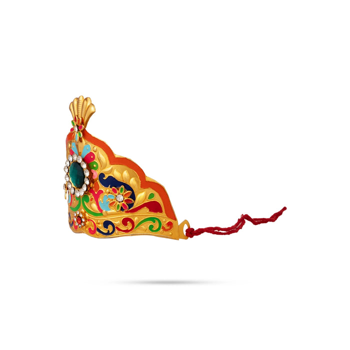 Imitation Mukut - 3.5 x 2.5 Inches | Decorative Deity Crown / Idol Head Ornament for Pooja & Festivals