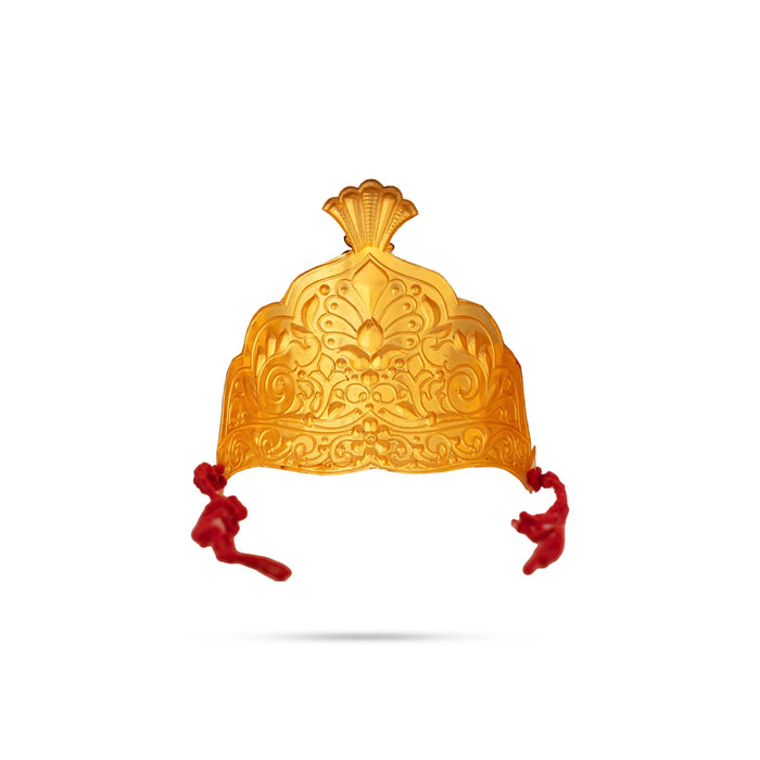 Imitation Mukut - 3.5 x 2.5 Inches | Decorative Deity Crown / Idol Head Ornament for Pooja & Festivals