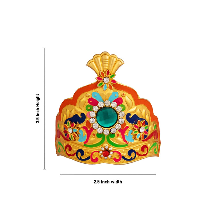 Imitation Mukut - 3.5 x 2.5 Inches | Decorative Deity Crown / Idol Head Ornament for Pooja & Festivals