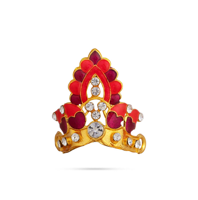 Crown - 1.5 x 1.25 Inches | Multicolour Stone & Enamel Kireedam / Mukut / Kiridam for Deity Decor