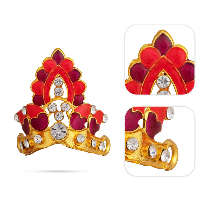 Crown - 1.5 x 1.25 Inches | Multicolour Stone & Enamel Kireedam / Mukut / Kiridam for Deity Decor