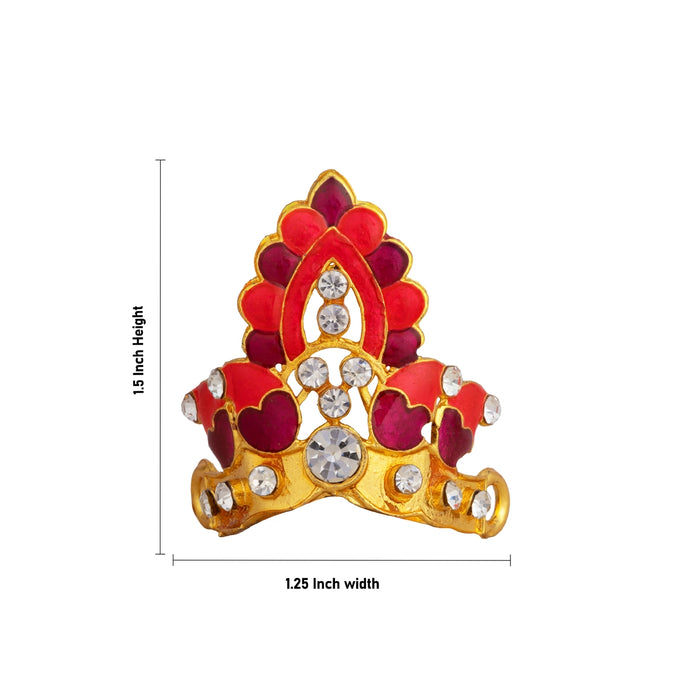 Crown - 1.5 x 1.25 Inches | Multicolour Stone & Enamel Kireedam / Mukut / Kiridam for Deity Decor