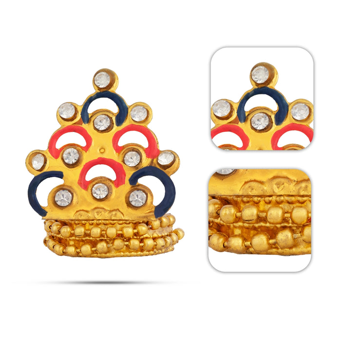 Imitation Mukut - 1.25 x 0.75 Inches | Stone God Crown / Decorative Deity Alankaram for Festivals & Pooja