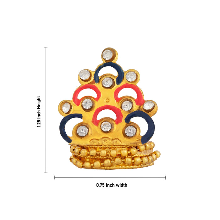 Imitation Mukut - 1.25 x 0.75 Inches | Stone God Crown / Decorative Deity Alankaram for Festivals & Pooja