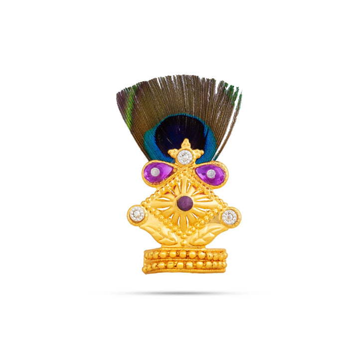 Morpankh Mukut - 2 x 1.5 Inches | Peacock Feather Crown / Laddu Gopal Mukut for Deity Decor