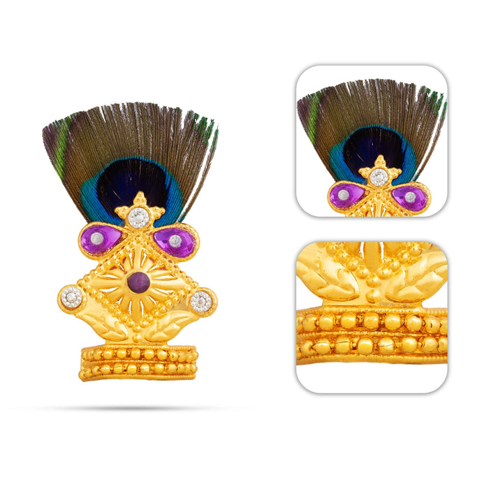 Morpankh Mukut - 2 x 1.5 Inches | Peacock Feather Crown / Laddu Gopal Mukut for Deity Decor