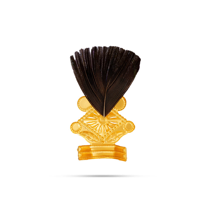 Morpankh Mukut - 2 x 1.5 Inches | Peacock Feather Crown / Laddu Gopal Mukut for Deity Decor