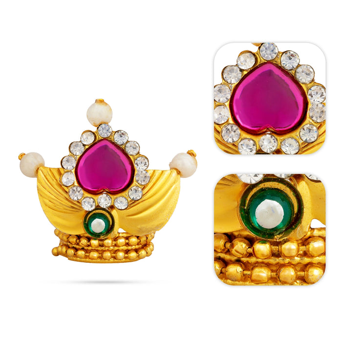 Pearl Design Imitation Mukut | Decorative God Crown / Divine Idol Ornament for Festivals & Pooja Alangaram