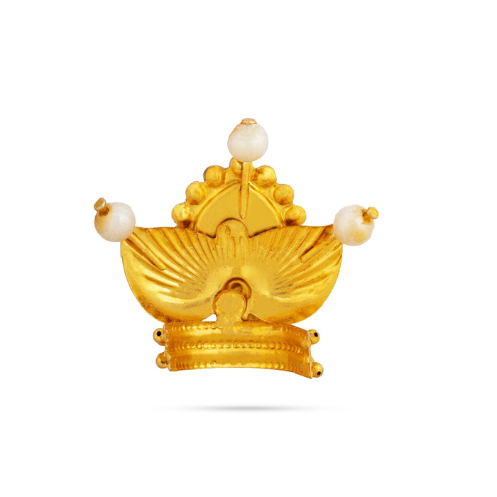 Pearl Design Imitation Mukut | Decorative God Crown / Divine Idol Ornament for Festivals & Pooja Alangaram