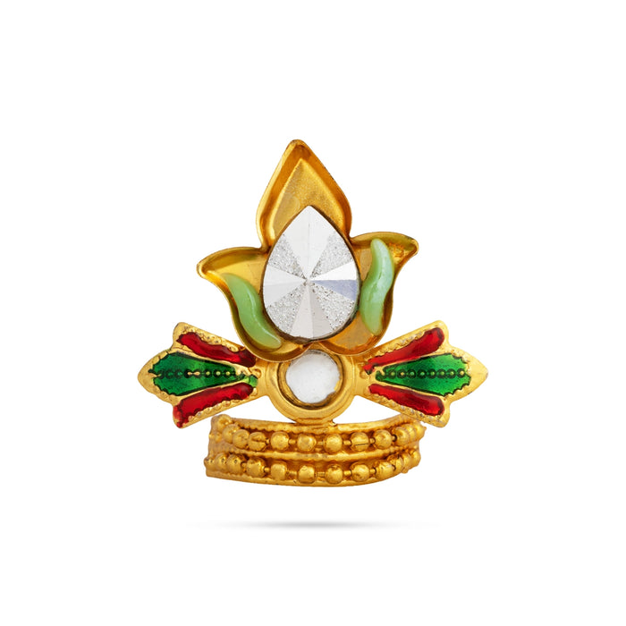 Decorative Mukut - 1.5 x 1 Inches | Deity Head Ornament/Lotus Crown / Divine Idol Alankaram for Temple Rituals