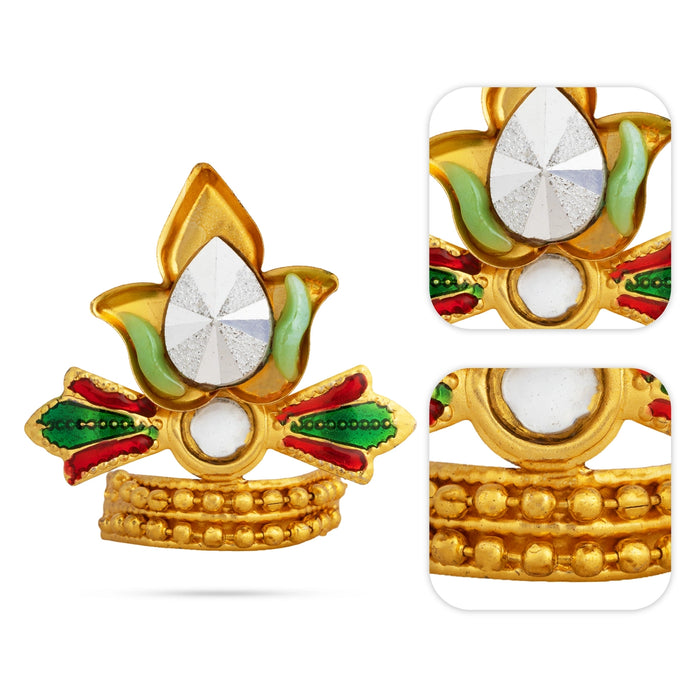 Decorative Mukut - 1.5 x 1 Inches | Deity Head Ornament/Lotus Crown / Divine Idol Alankaram for Temple Rituals