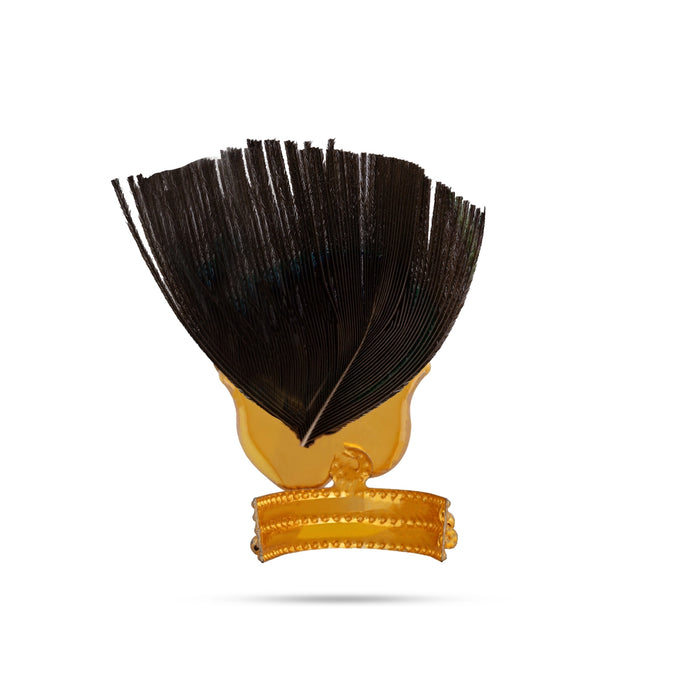 Morpankh Mukut - 1.5 x 0.5 Inches | Peacock Feather Design Kiritam/ Crown/ Kireedam For Lord Krishna Alangaram