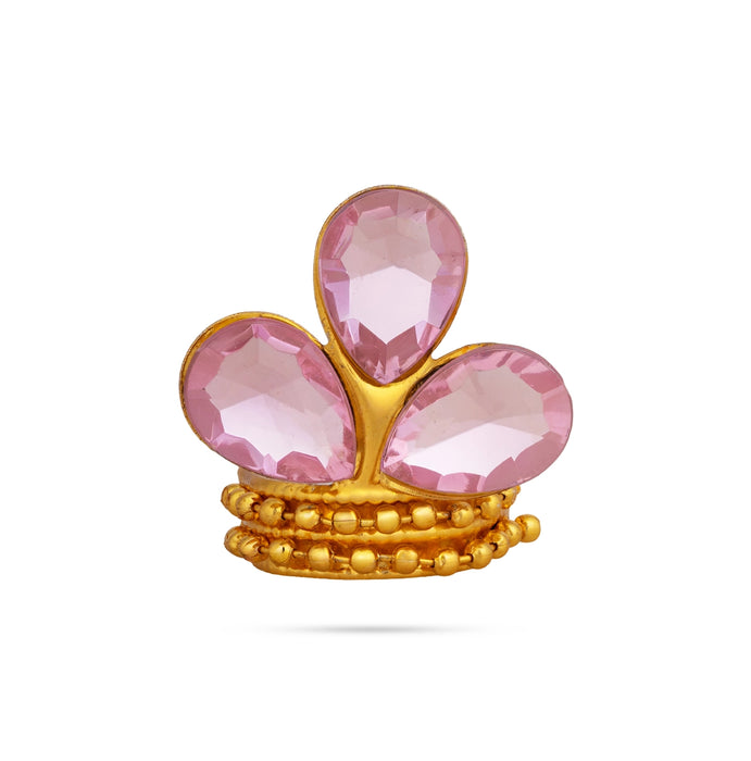 Imitation Stone Mukut - 1.25 x 1 Inches | Divine Crown/ Deity Kireedam for Pooja Decoration