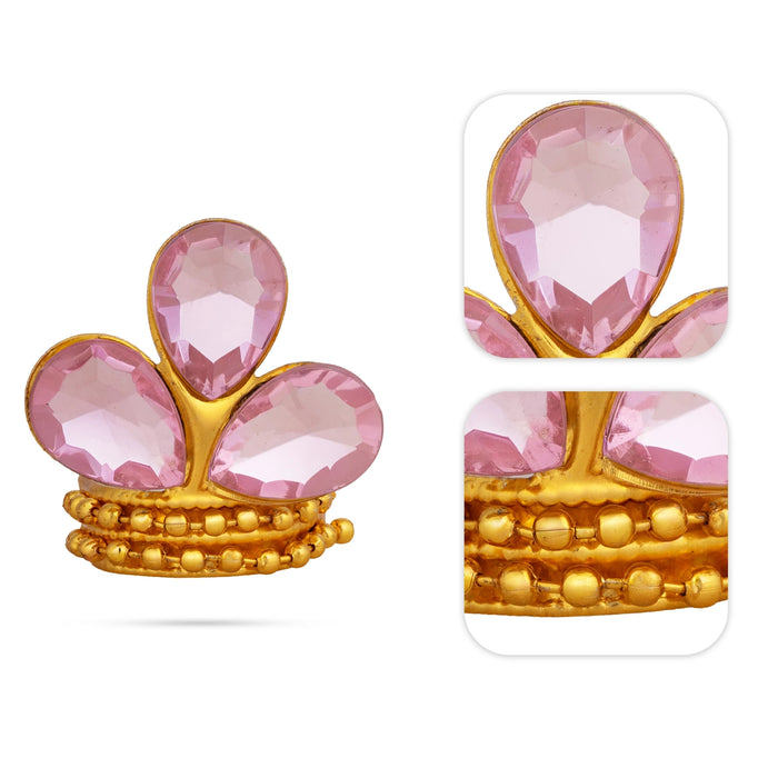 Imitation Stone Mukut - 1.25 x 1 Inches | Divine Crown/ Deity Kireedam for Pooja Decoration