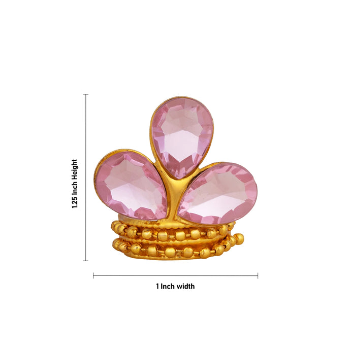 Imitation Stone Mukut - 1.25 x 1 Inches | Divine Crown/ Deity Kireedam for Pooja Decoration