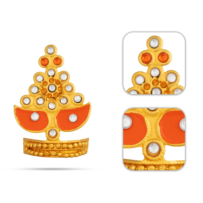 Imitation Mukut - 2 x 1 Inches | Deity Crown with Stone/ God Crown for Temple & Pooja Adornment