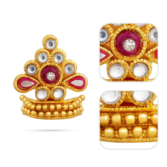 Stone Mukut - 1.25 x 1 Inches | God Idol kiridam/ Divine God Crown/ Deity Alankaram for Spiritual Decoration
