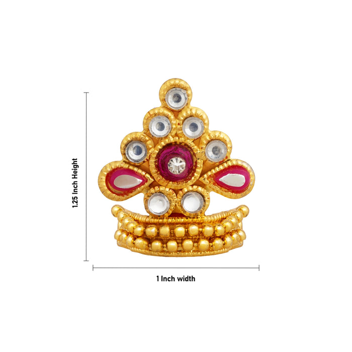 Stone Mukut - 1.25 x 1 Inches | God Idol kiridam/ Divine God Crown/ Deity Alankaram for Spiritual Decoration