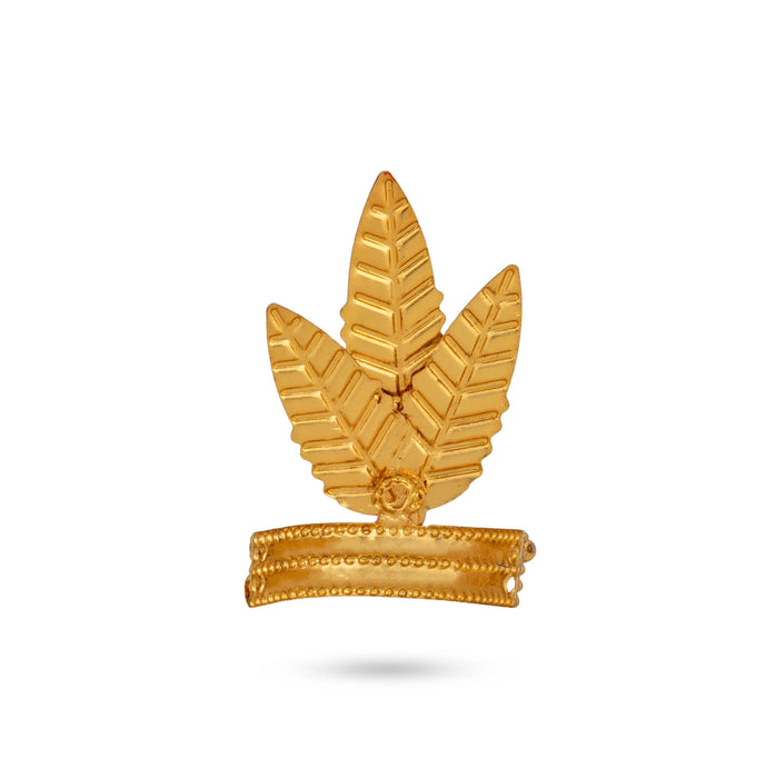 Imitation Kireedam - 1.5 x 1 inches | Leaf Design Deity Crown with Stone/ God Idol Mukut for Temple Decoration
