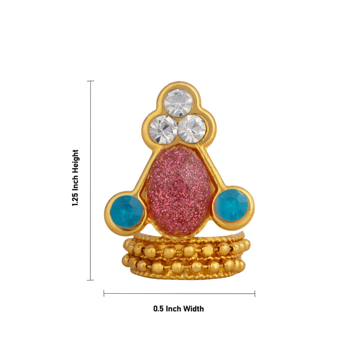 Imitation Mukut - 1.25 x 0.5 Inches| Stone Crown/ Deity Head Ornament for Pooja Rituals & Festival Decor