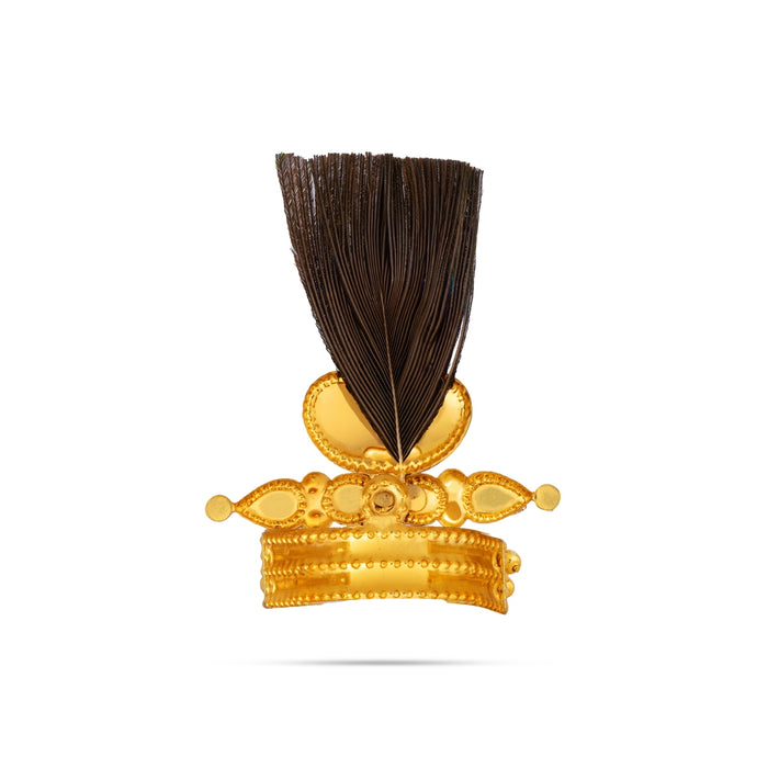 Morpankh Mukut - 1.5 x 1 Inches | Laddu Gopal Crown with Peacock Feather/ Kireedam for Bal Krishna