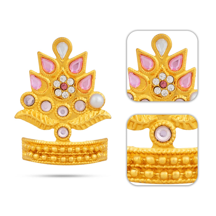 Mukut - 1.75 x 1.25 Inches| Lotus Design Deity Crown with Stone/ God Mukut for Pooja Decor