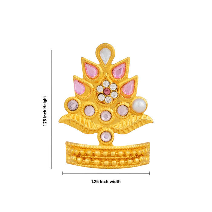 Mukut - 1.75 x 1.25 Inches| Lotus Design Deity Crown with Stone/ God Mukut for Pooja Decor