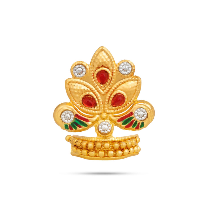 Imitation Mukut - 1.5 x 1 Inches | Deity Crown with Stone Work/ God Mukut for Temple & Festive Decor