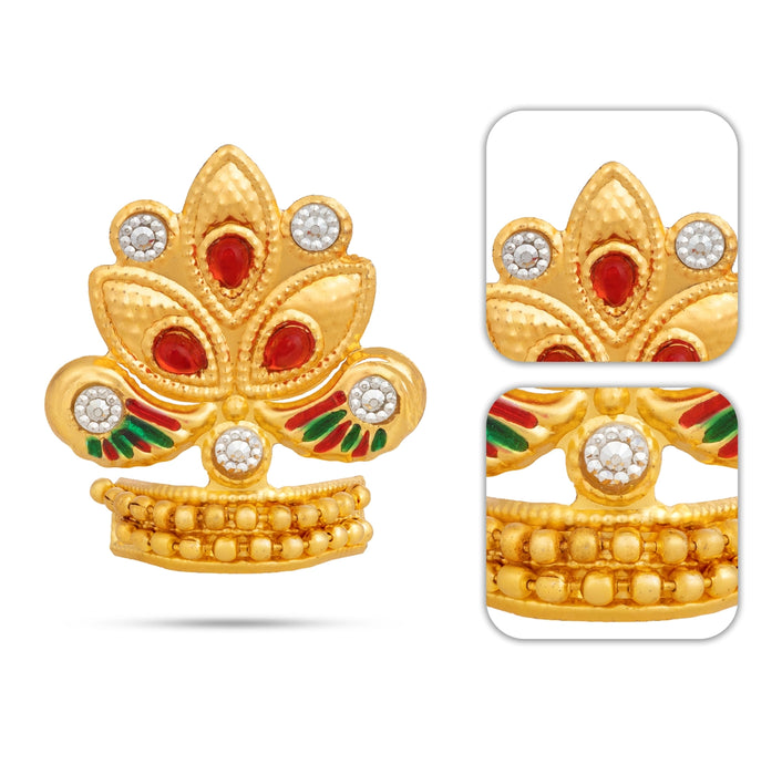 Imitation Mukut - 1.5 x 1 Inches | Deity Crown with Stone Work/ God Mukut for Temple & Festive Decor