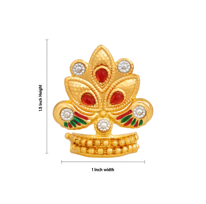 Imitation Mukut - 1.5 x 1 Inches | Deity Crown with Stone Work/ God Mukut for Temple & Festive Decor