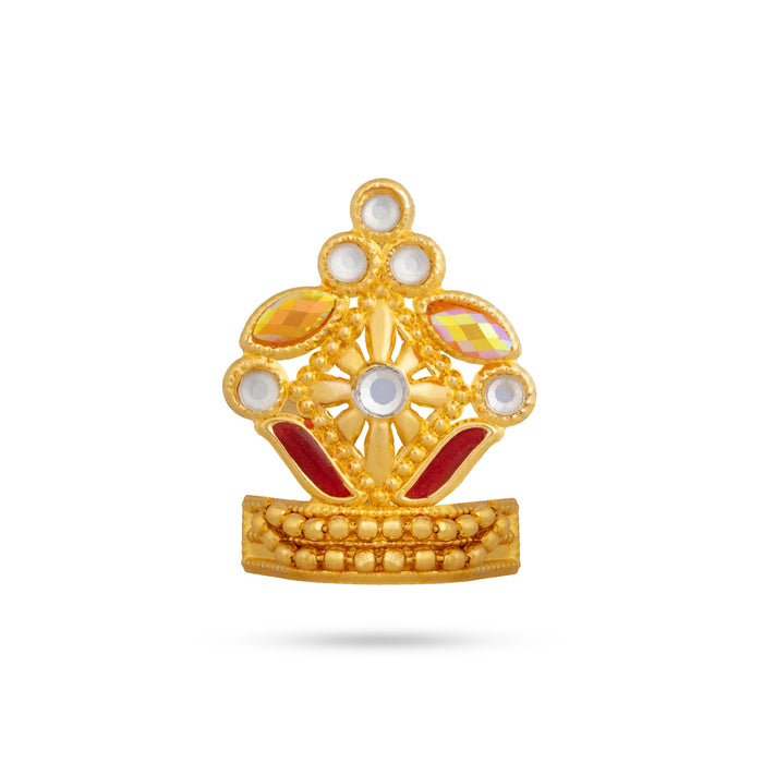 Crown - 1.5 x 1 Inches | Stone Kiridam/ Decorative Deity Mukut for Temple, Pooja & Idol Adornment