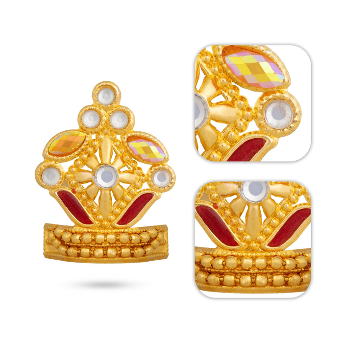 Crown - 1.5 x 1 Inches | Stone Kiridam/ Decorative Deity Mukut for Temple, Pooja & Idol Adornment