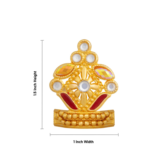 Crown - 1.5 x 1 Inches | Stone Kiridam/ Decorative Deity Mukut for Temple, Pooja & Idol Adornment