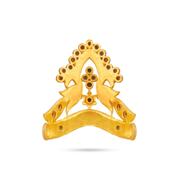 Imitation Kireedam - 1.5 x 1.5 Inches | Peacock Design God Crown/ Mukut for Deity Aangaram