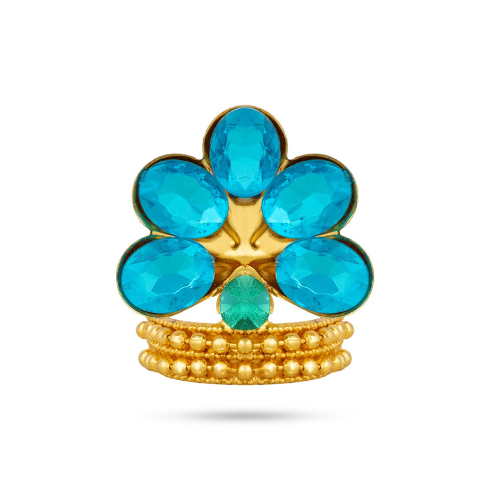 Imitation Mukut - 1.25 x 1 Inches | Floral Stone Crown for God / Decorative Deity Mukut for Pooja & Temple